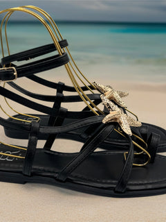 Load image into Gallery viewer, Starfish Sandals - Black
