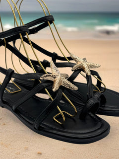 Load image into Gallery viewer, Starfish Sandals - Black
