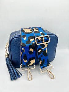 Bag Strap - Royal Blue, Gold & Black Leopard