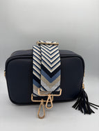 Bag Strap 111 - Navy & Beige Pattern