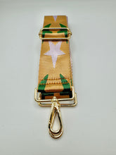 Load image into Gallery viewer, Bag Strap 87 - Gold with Pink &amp; Green Stars
