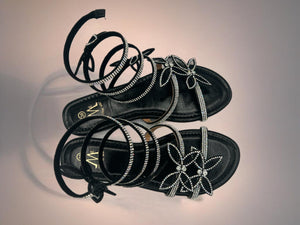 Butterfly sandals - black. LAST PAIR