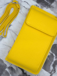 Load image into Gallery viewer, Phone Bag - Yellow - Silver Metalwork
