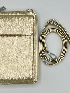 Load image into Gallery viewer, Phone Bag - Gold With Silver Metalwork
