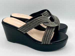 Silver and hot sale black wedges