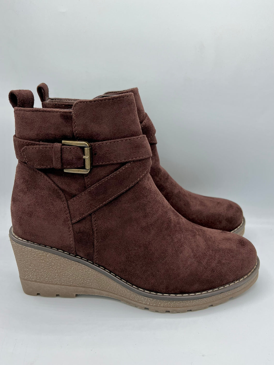 Beige wedge store booties