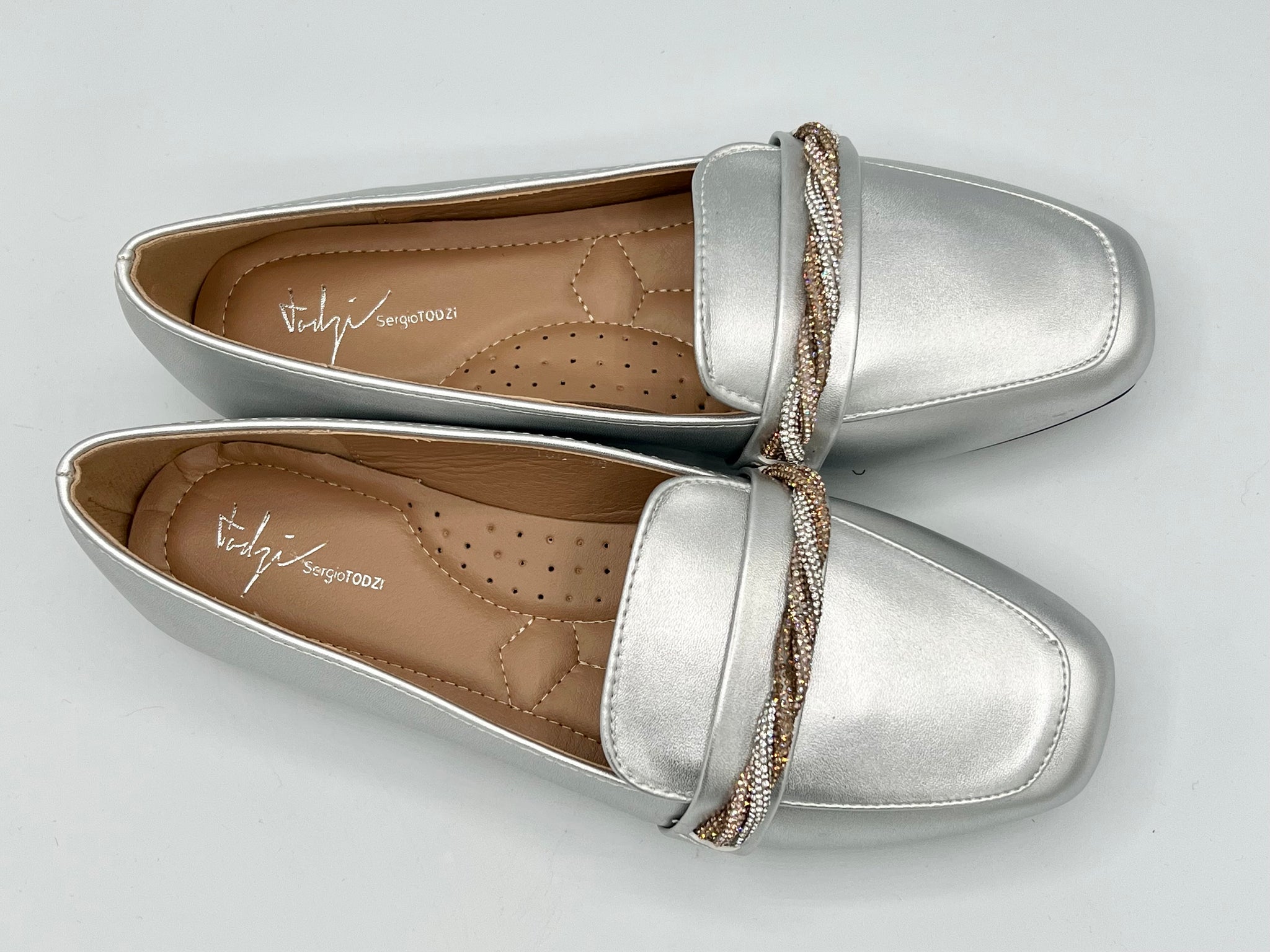 Silver moccasins on sale