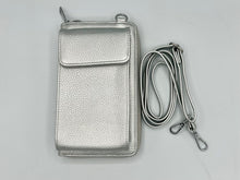 Load image into Gallery viewer, Phone Bag - Silver With Silver Metalwork
