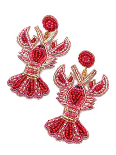 Load image into Gallery viewer, Lobster earrings- red/pink
