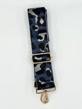 Load image into Gallery viewer, Bag Strap 24 - Navy with Black &amp; Silver Leopard
