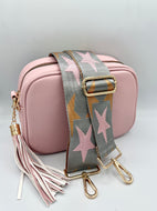 Bag Strap 56 - Grey, Pink & Gold Stars