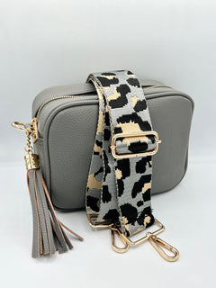 Load image into Gallery viewer, Bag Strap 61 - Grey, Black &amp; Gold Leopard
