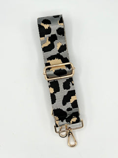 Load image into Gallery viewer, Bag Strap 61 - Grey, Black &amp; Gold Leopard
