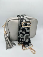 Bag Strap 58 - Black, Silver & Grey Leopard