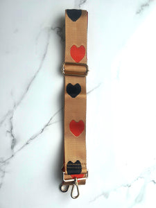 Bag Strap 13 - Orange & Black Hearts