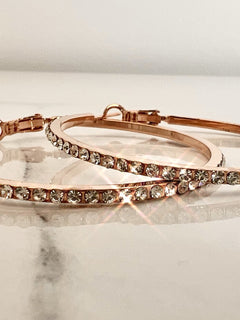 Load image into Gallery viewer, Caprice Diamanté hoop earrings (3.5cms)

