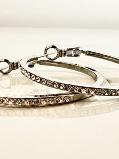 Load image into Gallery viewer, Caprice Diamanté hoop earrings (3.5cms)

