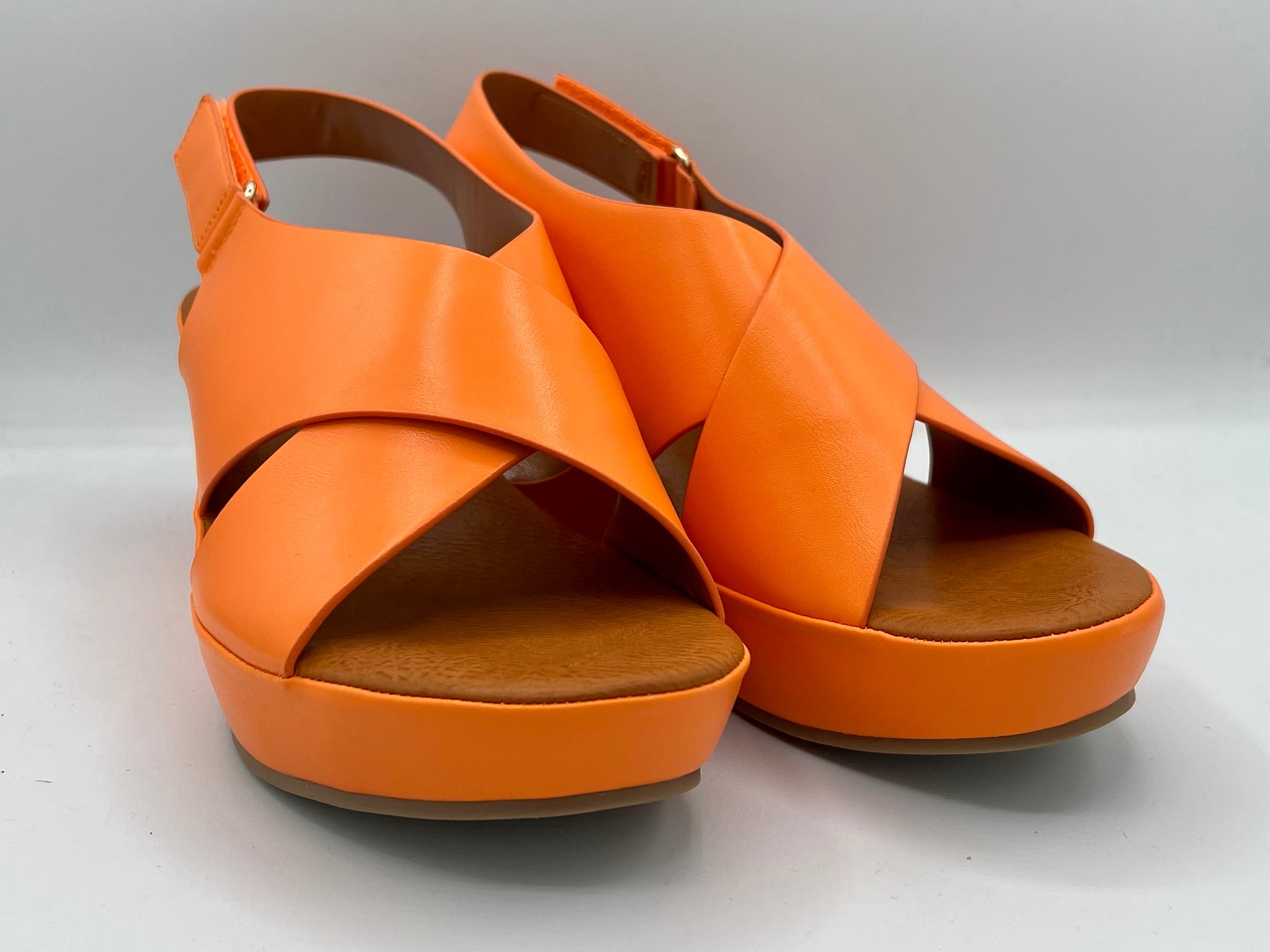 Orange best sale platform wedges