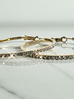 Load image into Gallery viewer, Caprice Diamanté hoop earrings (5cms)
