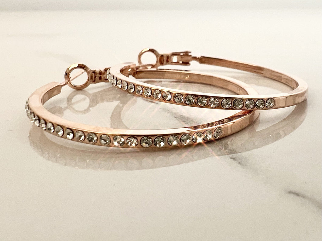 Diamanté hoop earrings (5cms) - 3 colours