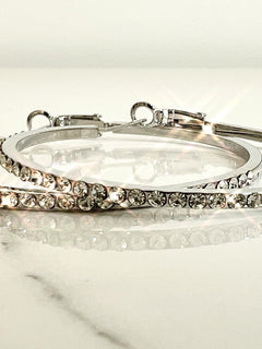 Load image into Gallery viewer, Caprice Diamanté hoop earrings (5cms)
