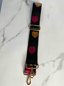 Bag Strap 9 - Gold & Pink, Hearts