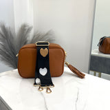 Bag Strap 10 - Black With Gold & Silver Hearts
