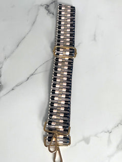 Load image into Gallery viewer, Bag Strap 40 - Black &amp; Multicolour Woven Textured
