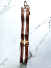 Load image into Gallery viewer, Bag Strap 22 - Brown &amp; Silver Stripe
