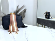 Bag Strap 64 - Salmon & Rose Gold Sparkly Stripe