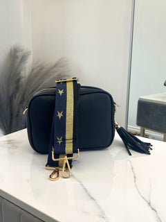 Load image into Gallery viewer, Bag Strap 36 - Navy, Gold Stars
