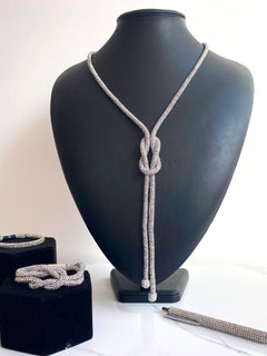 Load image into Gallery viewer, Crystal Necklace with Knot Detail
