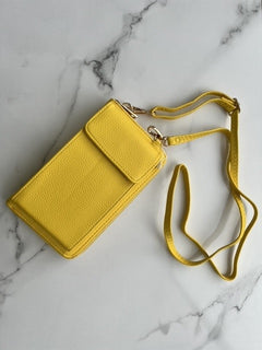 Load image into Gallery viewer, Phone Bag - Yellow - Gold Metalwork
